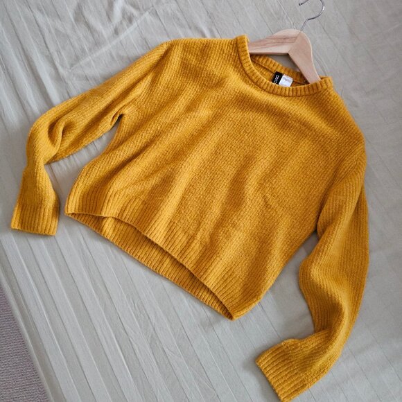 H&M Sweaters - H&M Cropped Mustard Yellow Soft Sweater